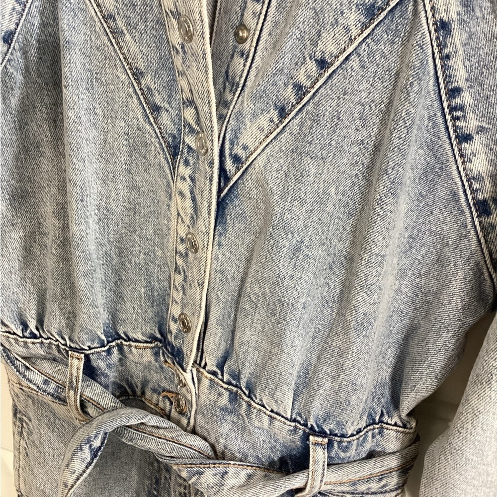 MNG Denim Jumpsuit Women's XS  Button/Zip Western Concert Bachelorette - Picture 4 of 10